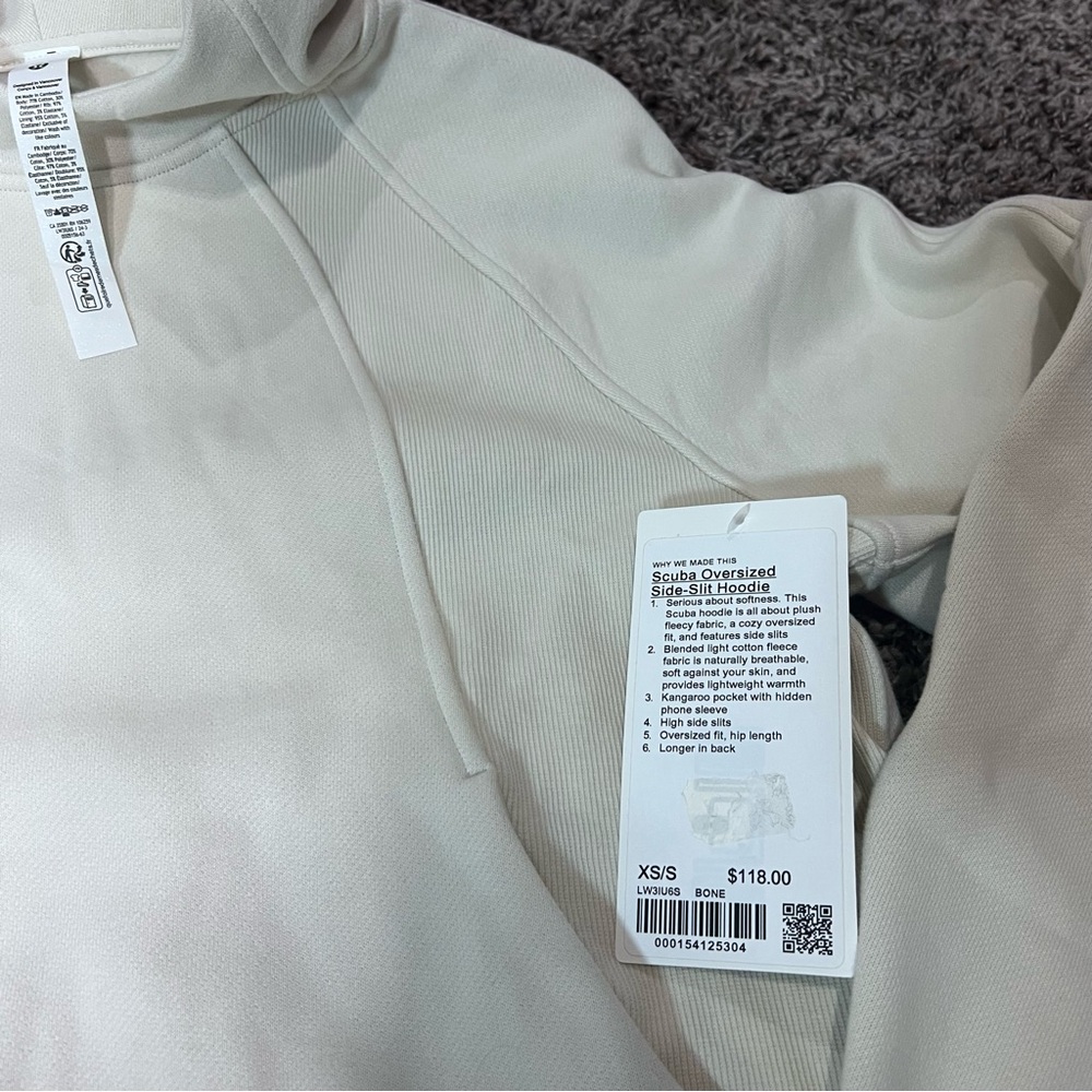 lululemon athletica scuba oversized side slit hoodie nwt bone colored women’s - Picture 2 of 2